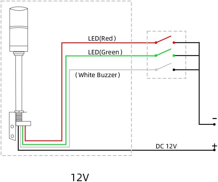 12V DC LED Warning Lights Multi-Layer Industrial Signal Light Alarm Lights Machine Equipment Indicator Lamp (2-Layer)