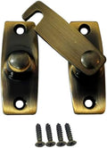 QCAA 2.5" x 2.65", Large, Heavy Solid Forged Brass Door Latch, 180 Degrees Flat Surface Mounting Door Latch Buckle for Doors & Windows, Antique Brass, 1 Pack, Made in Taiwan