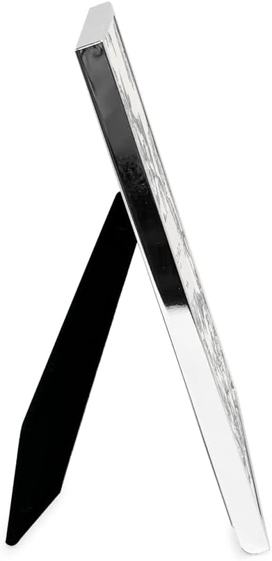 Laura Ashley 5x7 Silver Flat Metal Picture Frame (Vertical & Horizontal) w/Two-Way Easel Stand, Black Velvet Backing, Wall-Mountable, Made for Tabletop, Desk, Wall Display, Home Décor (5x7, Silver)