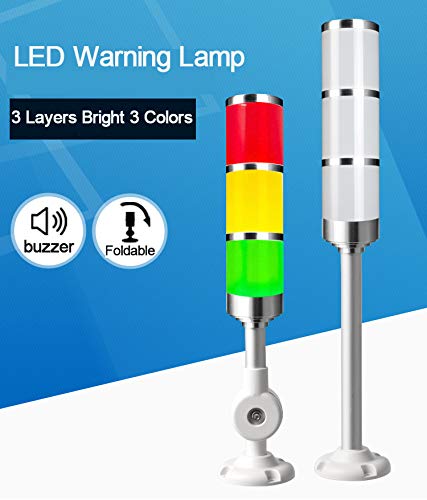 Led Warning Lamp Aluminum Led 3 Color Indicator Light 3W 110-220V Workshop Machine Signal Buzzer Stack Tower Light Alarm (110V)