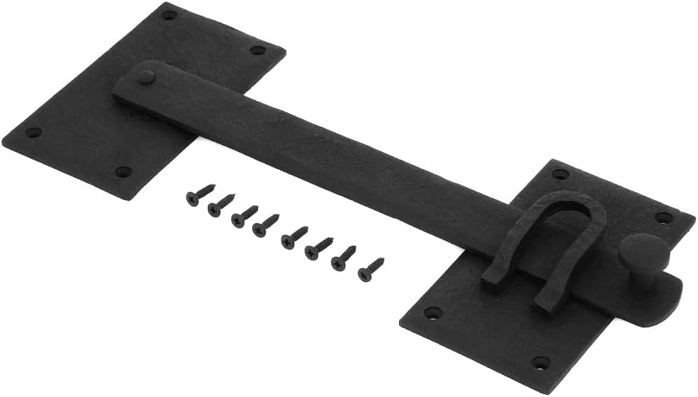 Renovators Supply Manufacturing Black Iron Gate Flip Latch 12" Large Antique Two Sided Flip Locks Rust Resistant Powder Coated Barn Door and Fence Gate Latches with Hardware