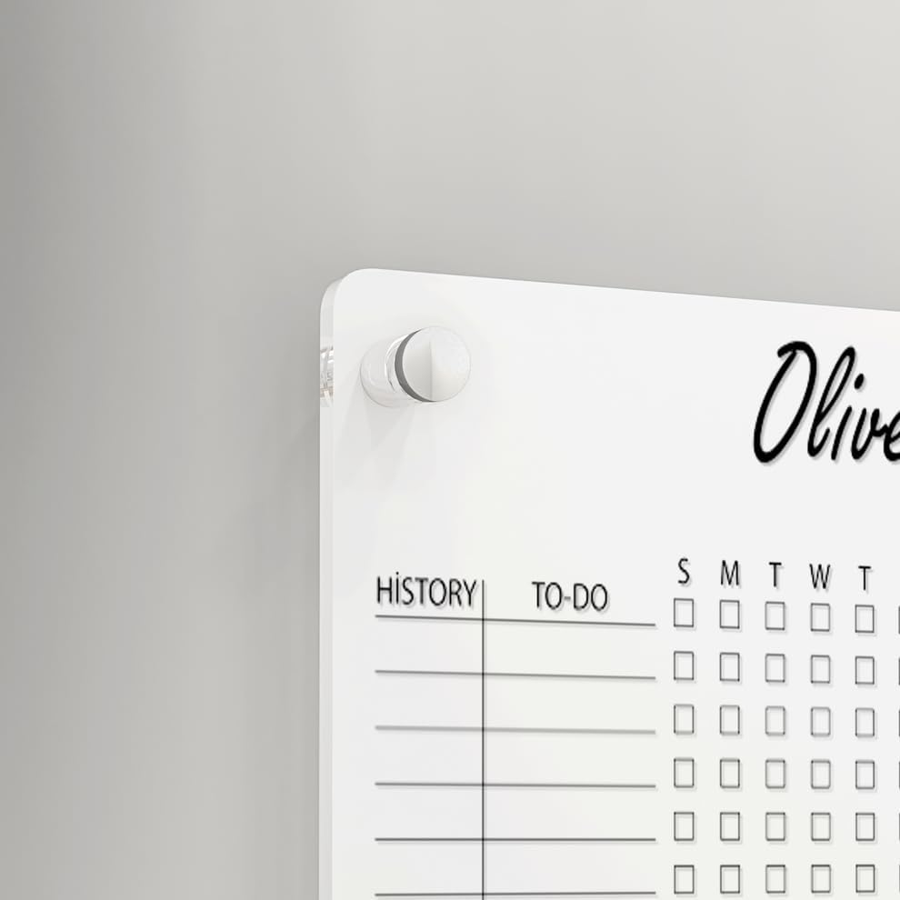 Personalized Acrylic Habit Tracker | Dry Erase Weekly Checklist & Notes Board | 5mm Clear Wall-Mounted To-Do List & Productivity Planner | Home, Office, Couples, Partners | (16"x12")