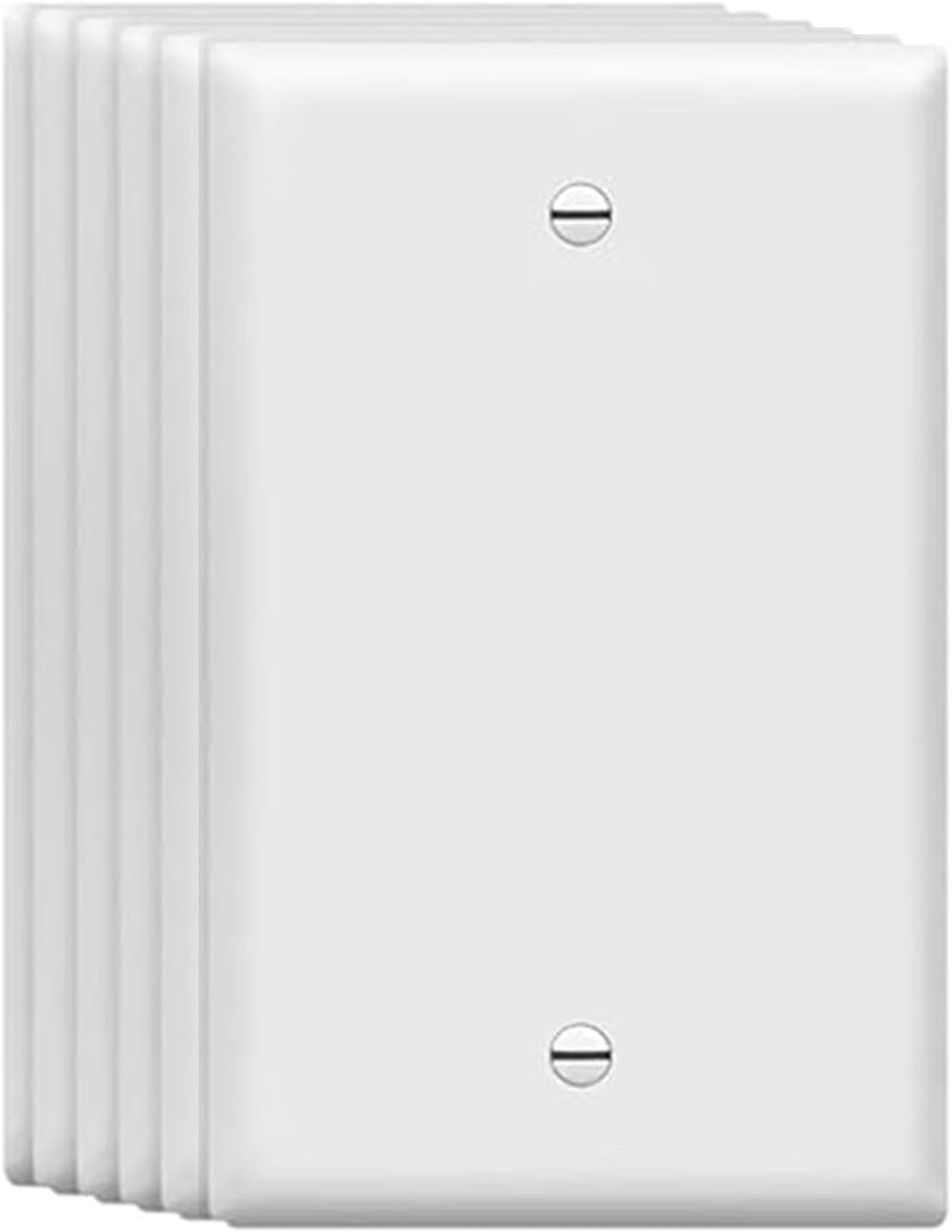 Mid-Size Blank Wall Plates 1-Gang 4.89" x 3.12" blank Switch Outlet Electrical Cover Plate Unbreakable Thermoplastic Faceplate for Light Receptacle Outlet Switch, White (6 Pack)