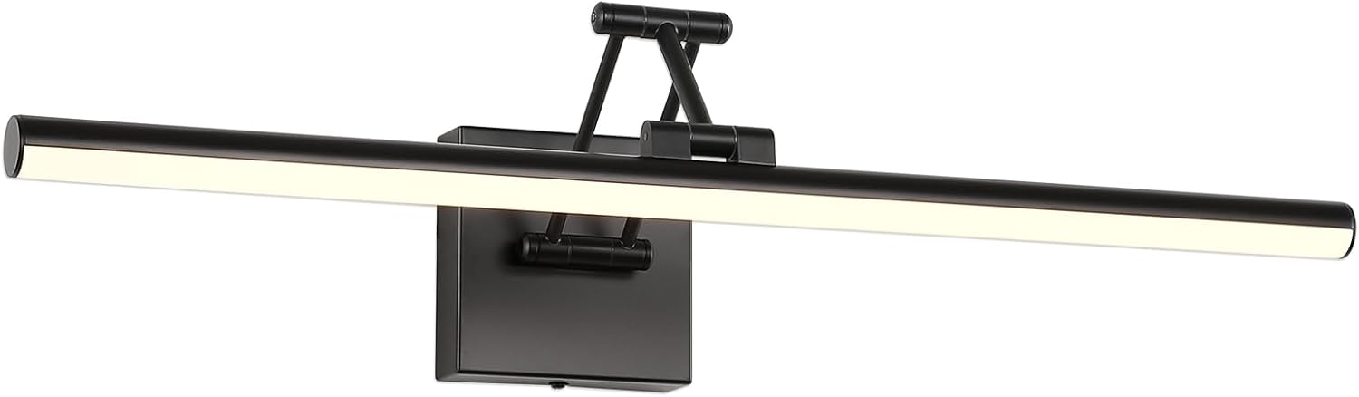 Joossnwell Picture Light for Painting Black Art Light Hard-Wired Picture Frame Light 23.62 Inch Dimmable Gallery Wall Light with Adjustable Swing Arm for Painting Library Museum Warm White