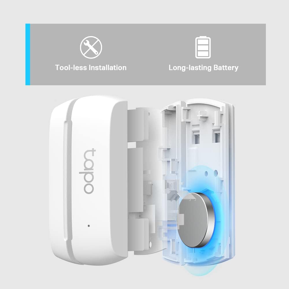Tapo Door Sensor Mini, Requires Tapo Hub, Long Battery Life w/Sub-1G Low-Power Wireless Protocol, Contact Sensor, 15mm Wide Gap Allowed, Real-Time Notification, Smart Action (T110)