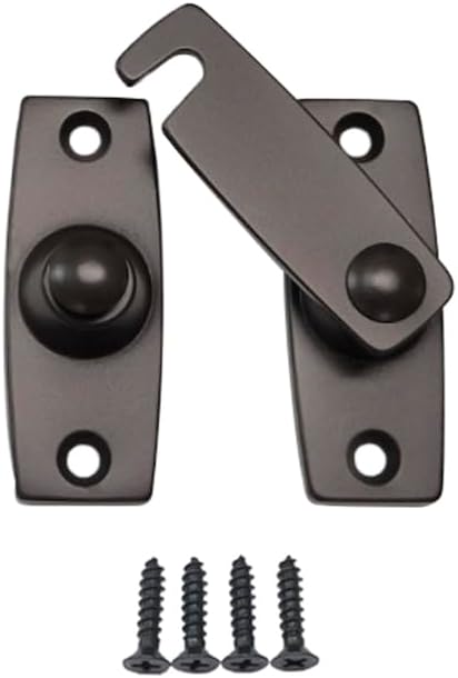 QCAA 2.5" x 2.65", Large, Heavy Forged Solid Brass Door Latch, 180 Degrees Flat Surface Mounting Door Latch Buckle for Doors & Windows, US10B ORB Oil-Rubbed Bronze, 1 Pack, Made in Taiwan