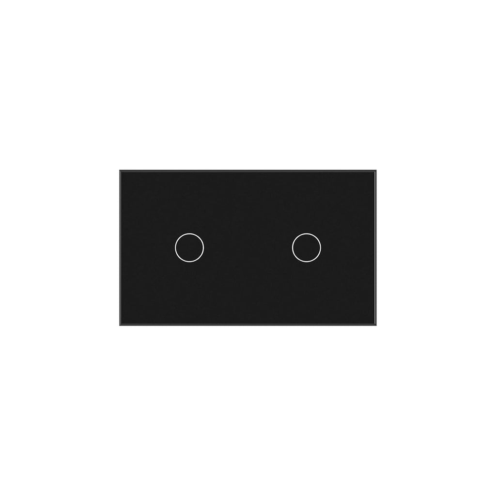 2 Way Light Switch 118X72X34MM No Neutral Wire, Wall Touch Switch 1000W, Tempered Glass Panel, FCC, Black 2 Gang