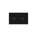 2 Way Light Switch 118X72X34MM No Neutral Wire, Wall Touch Switch 1000W, Tempered Glass Panel, FCC, Black 2 Gang
