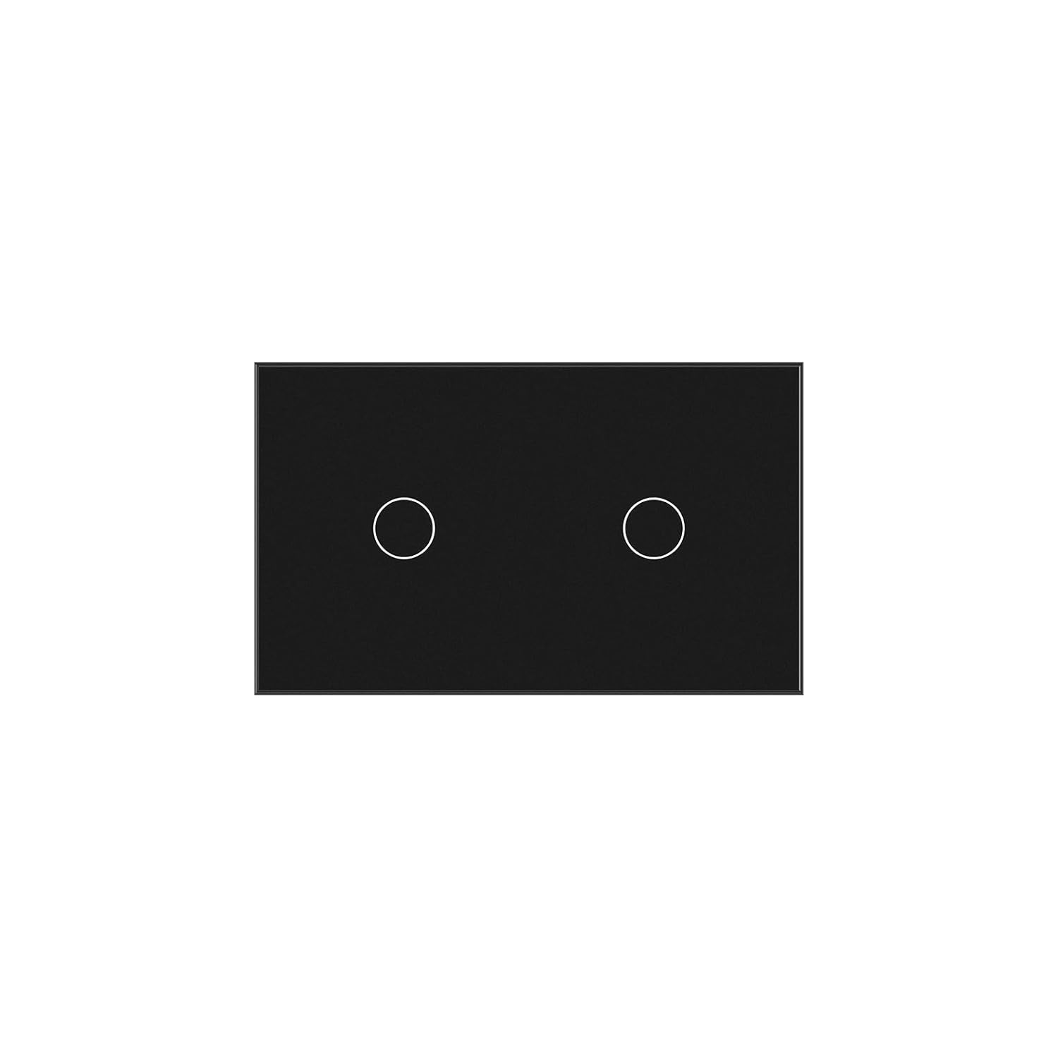 2 Way Light Switch 118X72X34MM No Neutral Wire, Wall Touch Switch 1000W, Tempered Glass Panel, FCC, Black 2 Gang