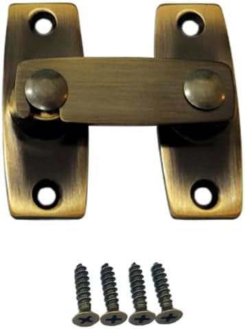 QCAA 2.5" x 2.65", Large, Heavy Solid Forged Brass Door Latch, 180 Degrees Flat Surface Mounting Door Latch Buckle for Doors & Windows, Antique Brass, 1 Pack, Made in Taiwan