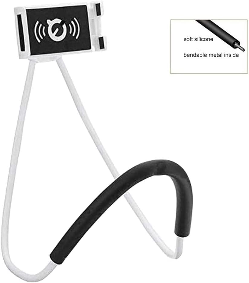 Chapter Seven Universal Smart Mobile Phone Stand,Hanging on Neck Cell Phone Mount Holder, Flexible Lazy Bracket DIY Free Rotating for Multiple Functions (White)