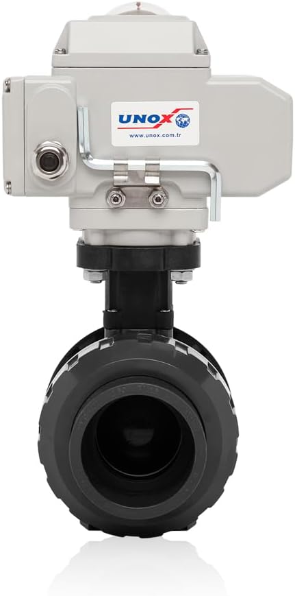 Unox 220V AC Electric Actuated Ø90 (3") U-PVC Ball Valve, Motorized Ball Valve For Water - PN16