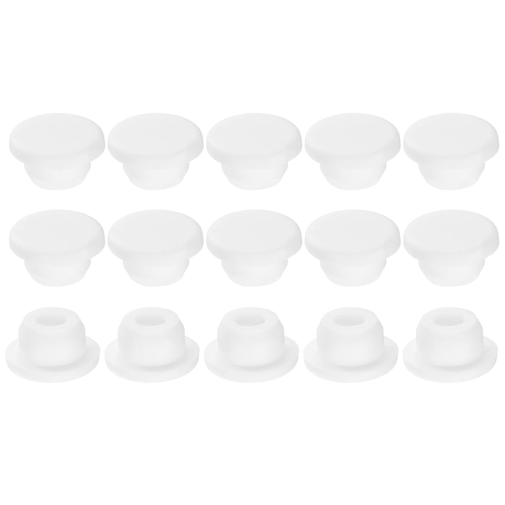uxcell 15Pcs Silicone Hole Plug, Waterproof Round Rubber Stoppers Bottle Seal Plugs Tube Pipe End Caps for 19mm/0.75" Hole for Bathtub Bottle, White