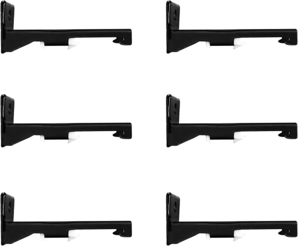 Black Wall Mount Brackets for Curtain Track, Bendable Curtains Tracks Walls Mounting Hardware (6 PCS)