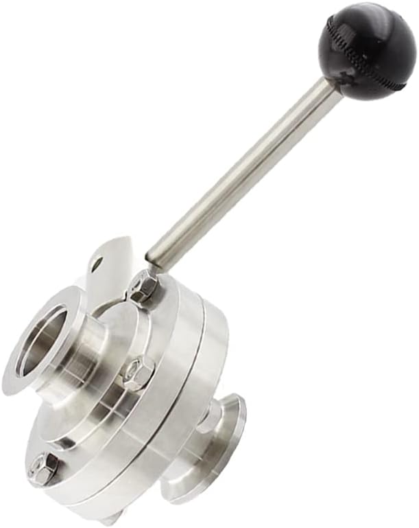 SHERICH KF25 Vacuum Butterfly Valve, Stainless Steel 304 Three-clamp Butterfly Valve with Handle and Silicone (KF25)