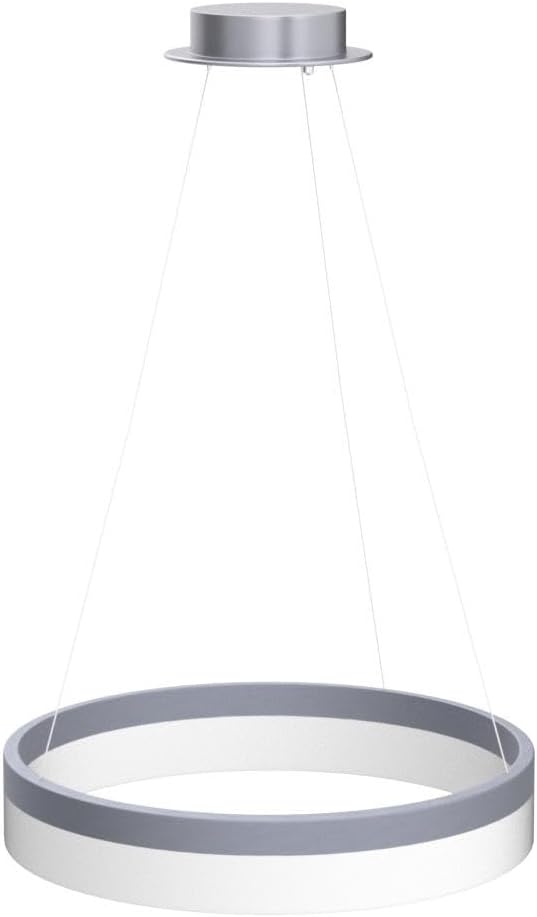 Buccleuch Dimmable 3-Ring LED Chandelier, Height Adjustable Modern Silver Pendant Light, ETL-Certified Flush Mount Acrylic Ceiling Light for Dining Room Living Room Bedroom Foyer, 3000K-6500K