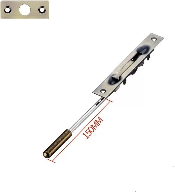 Flip Lever Action Flush Bolt Latch -SUYA Extension 6" Heavy-Duty Security Lock for Double French Doors, Prevents Prying and Accidental Opening,Antique Bronze