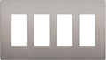 LIDER Brushed Finish Decorator Switch Cover, Screwless Wall Plate, Mid-Size 4-Gang 4.88" x 8.58", Unbreakable Polycarbonate Thermoplastic, UL Listed, LSWP-34M-BNK, Brushed Nickel
