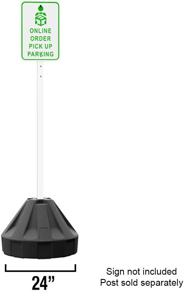Plasticade Roll-A-Post Portable Sign Post with 72" Power Post Plastic Signpost, Designed for Schools, Sidewalks or Parking Lots, Durable and Resistant to Weathering, Black Base with Black Post