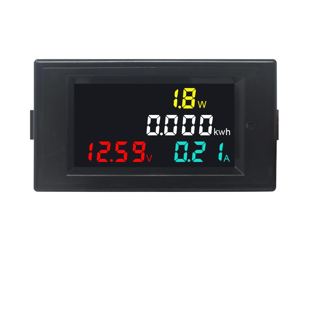 KETOTEK Voltmeter Ammeter DC 14-600V 20A, 4 in 1 Multimeter Panel Kwh Volt Amp Watt Meter, Digital Power Meter Energy Monitor DC Current Meter with Built-in Shunt