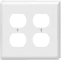Duplex Outlet Cover Wall Plates 2-Gang Switch Outlet Electrical Cover Plate Unbreakable Thermoplastic Faceplate for Light Receptacle Outlet Switch, White (2 Pack)