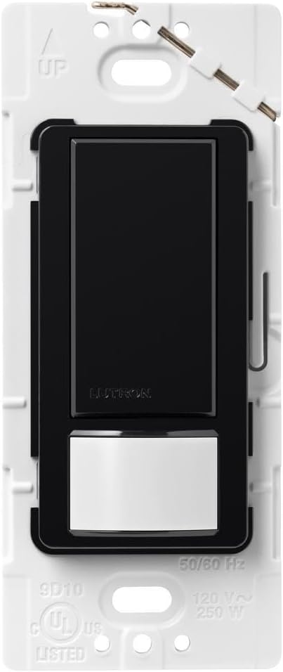 Lutron Maestro Motion Sensor Light Switch Indoor for Bathroom, Garage, Laundry Room, Closet, Occupancy Sensor Light Switch, Single-Pole, No Neutral, MS-OPS5M-BL