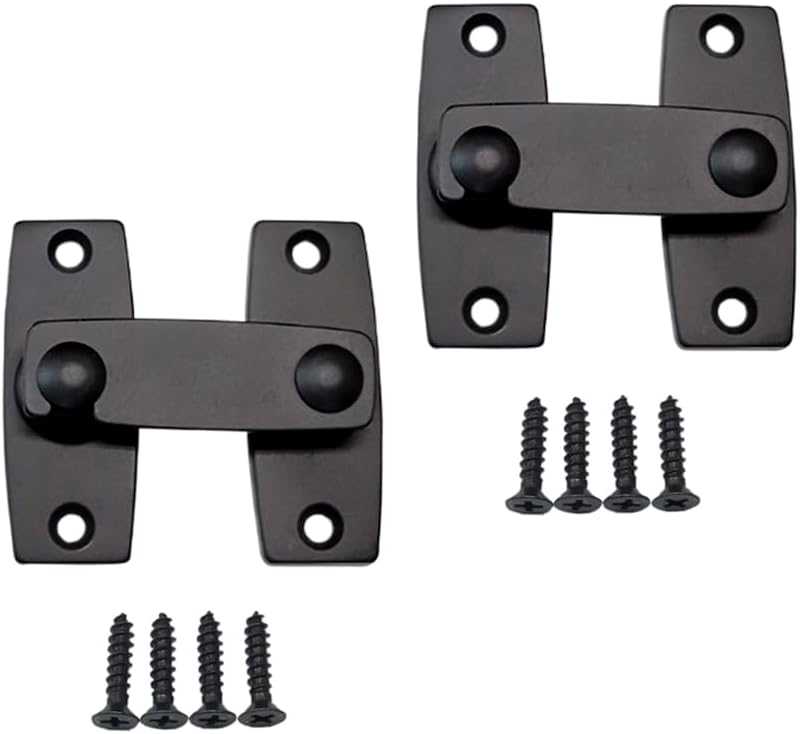 QCAA 2.5" x 2.65", Large, Heavy Forged Solid Brass Door Latch, 180 Degrees Flat Surface Mounting Door Latch Buckle for Doors & Windows, US10B ORB Oil-Rubbed Bronze, 2 Pack, Made in Taiwan