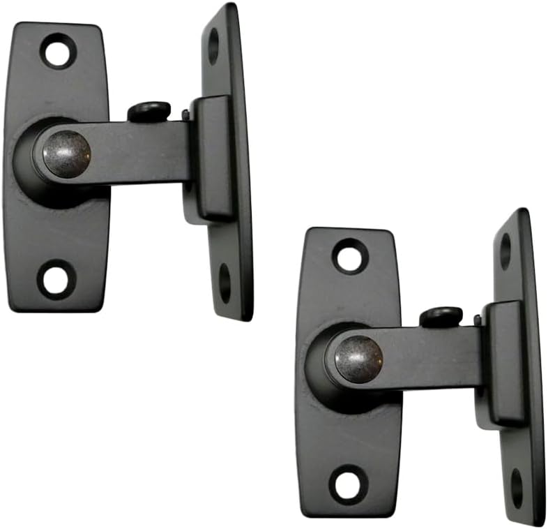 QCAA 2.5" Heavy Forged Solid Brass Door Latch, 90 Degree Right Angle Door Latch Buckle for Doors & Windows, Matte Black, 2Pack, Made in Taiwan
