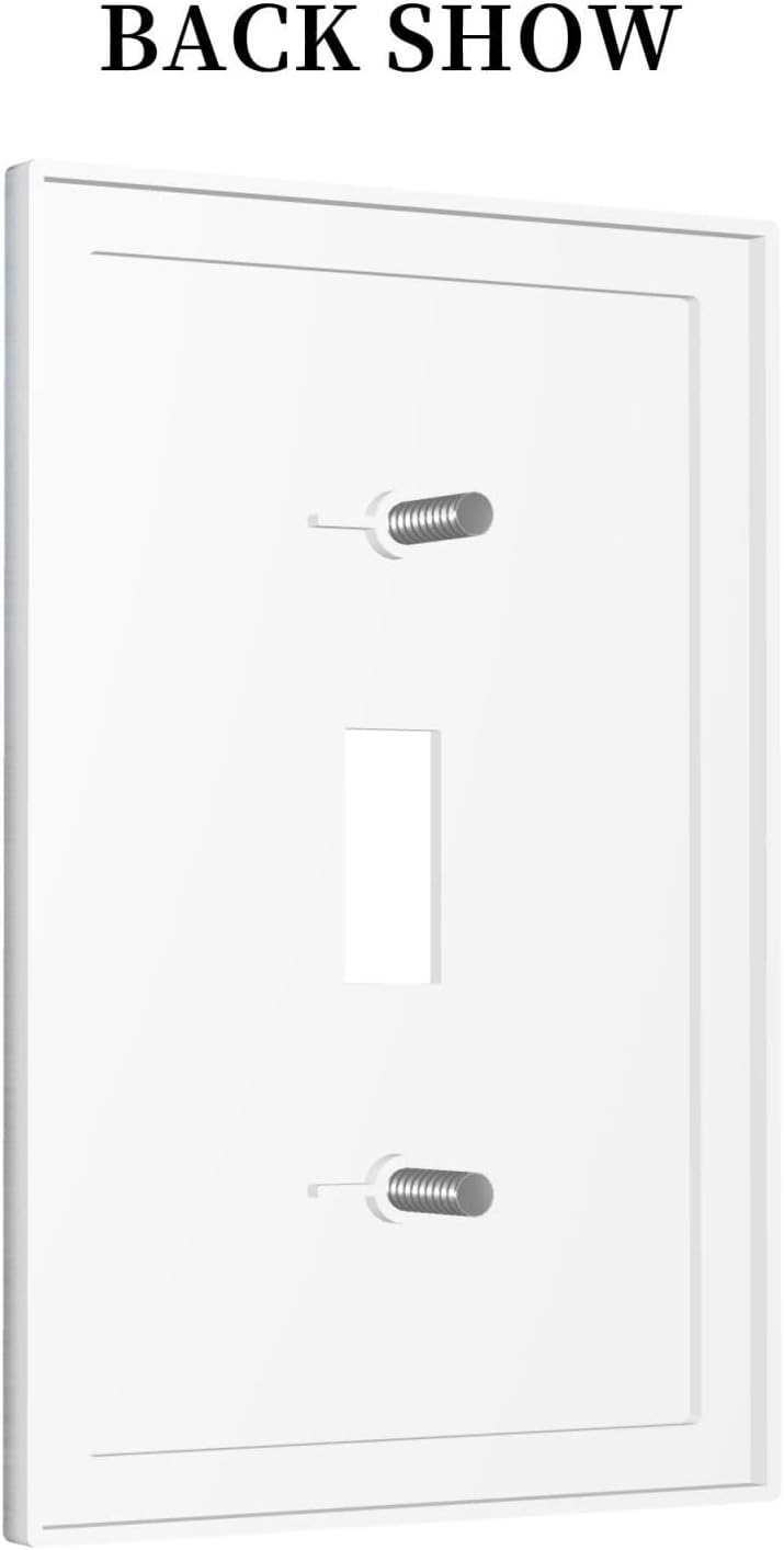 Rustic White Grey Wood Grain Decorative Light Switch Cover 1 Gang Single Toggle Decorator Outlet Wall Plate Device Electrical Faceplate Switchplates for Bedroom Bathroom Decor