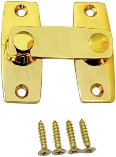 QCAA 2.5" x 2.65", Large, Heavy Forged Solid Brass Door Latch, 180 Degrees Flat Surface Mounting Door Latch Buckle for Doors & Windows, Vibrated Brass, 1 Pack, Made in Taiwan