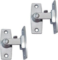 QCAA 2.5" Heavy Forged Solid Brass Door Latch, 90 Degree Right Angle Door Latch Buckle for Doors & Windows, Satin Chrome, 2 Pack, Made in Taiwan