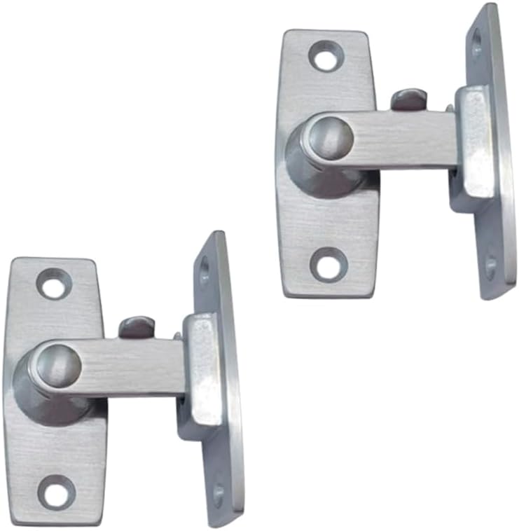 QCAA 2.5" Heavy Forged Solid Brass Door Latch, 90 Degree Right Angle Door Latch Buckle for Doors & Windows, Satin Chrome, 2 Pack, Made in Taiwan