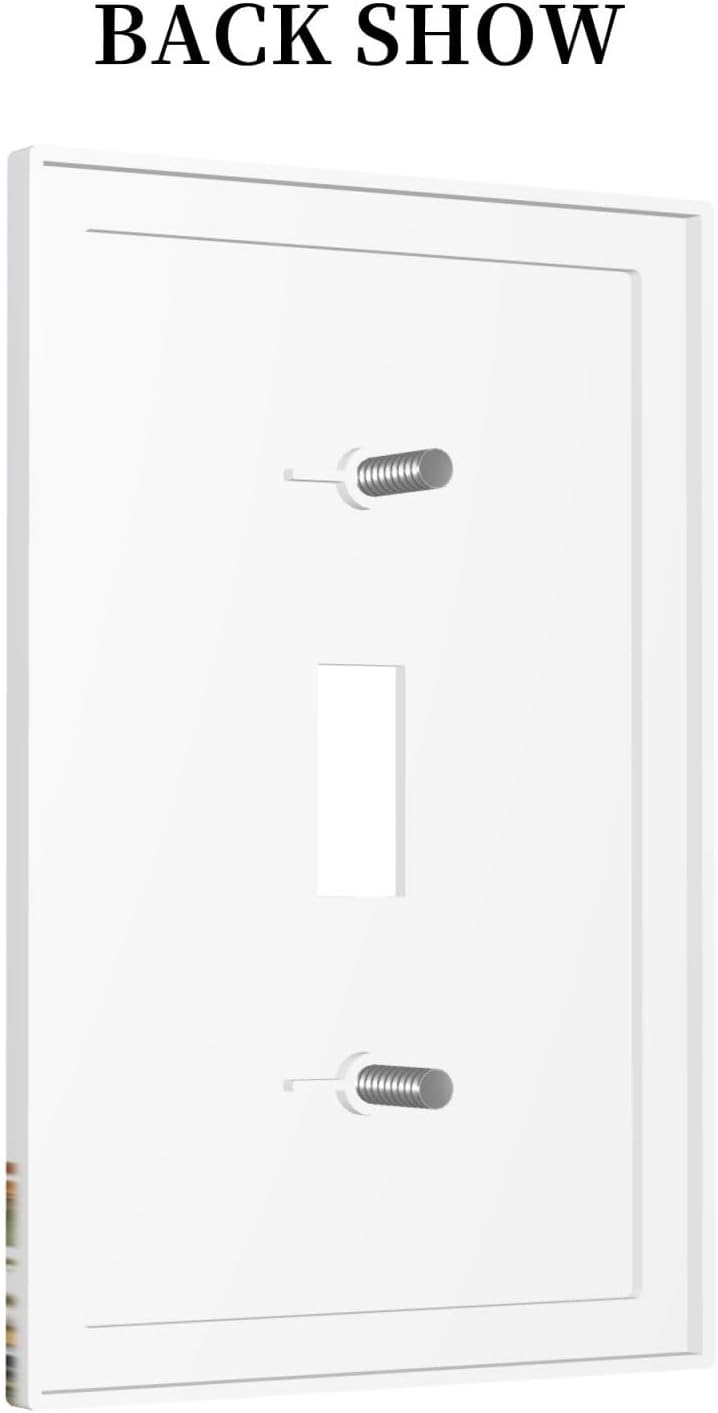 Decorative Light Switch Cover Plate White Background Colorful Flowers Plants Green Leaves 1 Gang Single Toggle Wall Plate Electrical Outlet Covers Decorate Switch Plate Cover for Bedroom Home Decor