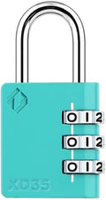 XD35 Combination Lock, 3-Digit Padlock for School, Gym, Sports Locker Lock, Fence, Toolbox, Case, Outdoor, Hasp Storage (1-Pack, Emerald)