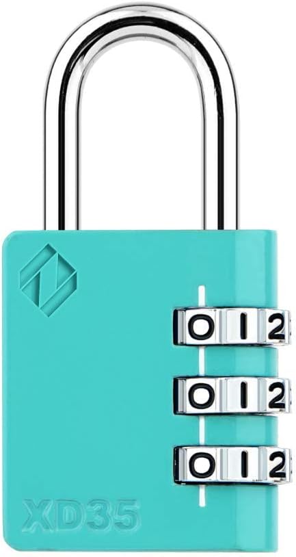 XD35 Combination Lock, 3-Digit Padlock for School, Gym, Sports Locker Lock, Fence, Toolbox, Case, Outdoor, Hasp Storage (1-Pack, Emerald)