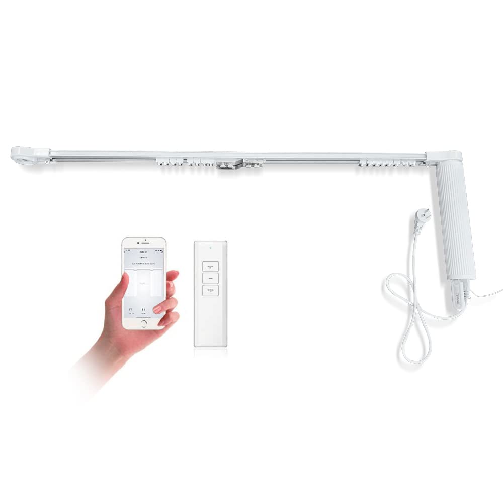 DIY WiFi Smart Automatic Curtain Motor Track System, Automatic Curtain Motor, Blinds Tracks, Length can be Customized (White, 2.2m)