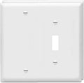 Toggle Switch/Blank Wall Plates 2-Gang Switch Outlet Electrical Cover Plate Unbreakable Thermoplastic Faceplate for Light Receptacle Outlet Switch, White (2 Pack)
