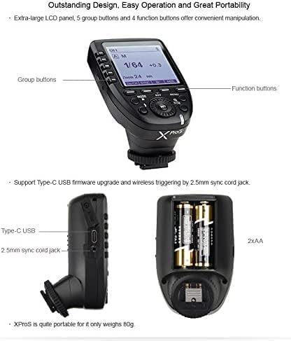 Godox XPro-S Compatible for Sony TTL Wireless Flash Transmitter Trigger 1/8000s HSS TTL-Convert-Manual Function Large LCD Screen Slanted Design 11 Customizable Functions 5 Dedicated Group Buttons