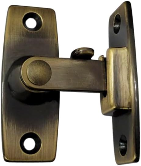 QCAA 2.5" Heavy Forged Solid Brass Door Latch, 90 Degree Right Angle Door Latch Buckle for Doors & Windows, Antique Brass, 1 Pack, Made in Taiwan