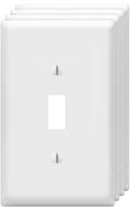 Toggle Light Switch Wall Plates 1-Gang Switch Electrical Cover Plate Unbreakable Thermoplastic Faceplate, White (4 Pack)