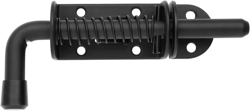JQK Spring Loaded Latch Pin, 304 Stainless Steel Barrel Bolt Thickened 2mm Door Lock, 5 Inch Black (1 Pack), HSB300-BK