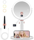 Makeup Magnifying Mirror with Light 30X/1X, Digital Display, 2-Sided Touch Control, Makeup Mirror with 3 Color Lights,360° Rotate, Height Adjustable Lighted Magnifying Mirrors for Desk Travel