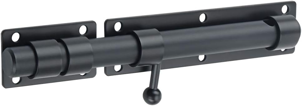 Alise 10 inch Barrel Bolt Latch,Slide Bolt Latch,Heavy Duty Solid SUS304 Stainless Steel Slide Lock for Wooden Fence,Barn Door,Interior or Outdoor Door Matte Black MS9200-B