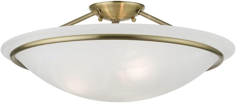 Livex Lighting 4825-01 Newburgh Collection 3 Light Large Semi-Flush, Antique Brass