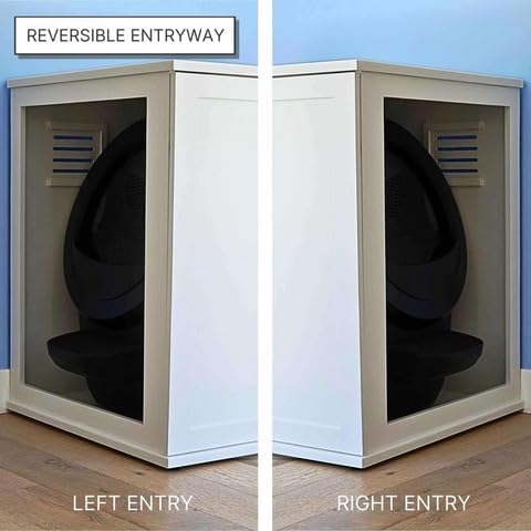 THE REFINED FELINE Refined Self-Cleaning Litter Box Cabinet, Wooden Cat Litter Box Enclosure for Automatic Litter Boxes, Smoke Gray, Shaker.