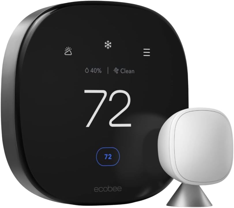 ecobee Smart Thermostat Premium with Smart Sensor and Air Quality Monitor - Programmable Wifi Thermostat - Works with Siri, Alexa, Google Assistant