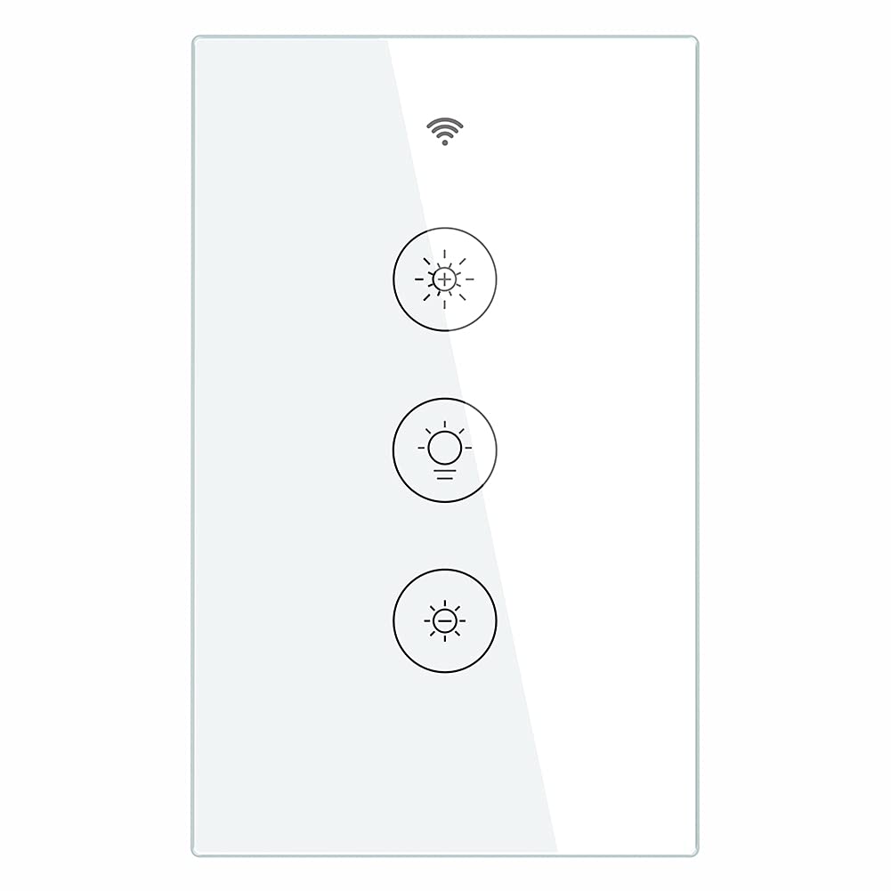 MOES WiFi RF Smart Light Dimmer Switch, Smart Life/Tuya APP Relay Status Backlight Switch Off RF Remote Control Voice Compatible with Alexa Google Assistants, White Touch