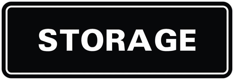 Standard STORAGE Door/Wall Sign - Black - Medium (10 Pack)