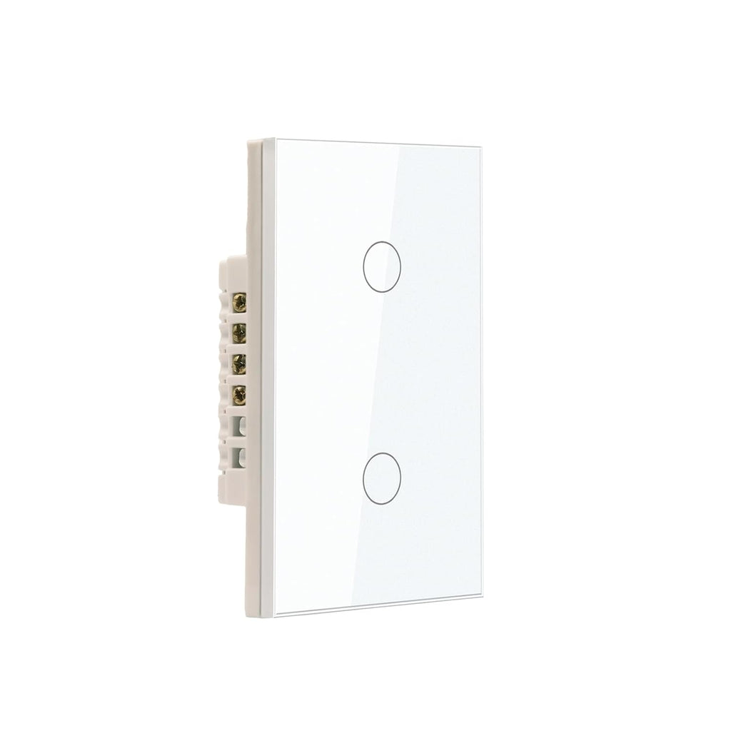 WiFi Smart Light Switch 118X72X34MM Need Neutral Wire,2.4GHz Wi-Fi Touch Switch,Work with Smart Life/Tuya App, Compatible with Alexa and Google Home, White 2 Gang