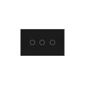 2 Way Light Switch 118X72X34MM No Neutral Wire, Wall Touch Switch 1000W, Tempered Glass Panel, FCC, Black 3 Gang